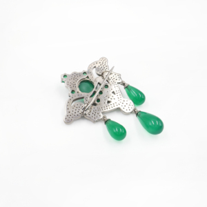 925 Sterling <b>Silver</b> Natural Green Onyx <b>Brooch</b> Rhodium Plated OEM ODM Fine Jewelry - Product Image 3