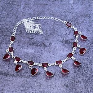 Pendentif en grenat naturel du Mozambique, fait main, en argent sterling 925, collier élégant de style bohème, cadeau d'anniversaire pour femmes - Product Image 6