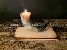 Portavelas de cuerno de búfalo antiguo, vaso con base de madera y último diseño, portavelas perfumado con luz en T de cuerno de búfalo - Product Image 3
