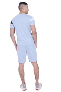 Ensembles d'été décontractés et tendance pour hommes, coupe ample confortable, en tissu molletonné de coton respirant et élégant, séchage rapide, 220g, ourlet brut - Product Image 4
