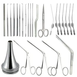 Myringotomy Set of 28Pcs Micro Ear Surgery Medical ENT Ear Nose Laryngeal Throat Tympanic Diagnostic Surgical Instruments