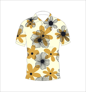 Polo con estampado floral color crema y mostaza para hombre, informal, de manga corta, a la moda, para verano, para golf - Product Image 1