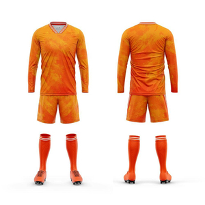 Conjunto de Uniforme de Fútbol Unisex, Estampado de Camuflaje Naranja, Jersey con Impresión Digital, Manga Larga, Transpirable, Poliéster, Adulto, Fusión sin Costuras - Product Image 1