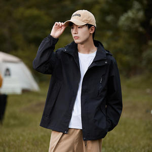 Wholesale Men's Women's Casual Waterproof Canvas Polyester Hiking Windbreaker Outdoor Softshell Front Rain <b>Jacket</b> Reversible - Product Image 2