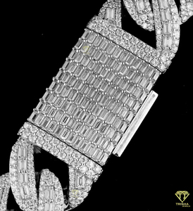 <b>Men</b> Luxury 20mm Baguette miami Cuban Link <b>Chain</b> with Moissanite <b>Diamonds</b> in 925 Sterling Silver Pass <b>Diamond</b> Tester - Product Image 5