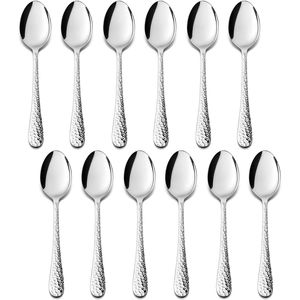 12-Piece Hammered Design Stainless Steel <b>Coffee</b> <b>Spoons</b> 6-Inch Dishwasher Safe for <b>Coffee</b> Sugar Tea Rust-Free Espresso Tool Set - Product Image 1