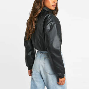 Chaqueta de poliéster con cierre de cremallera para mujer en oferta, ropa de invierno, chaquetas de cuero de moda para mujer más vendidas - Product Image 3