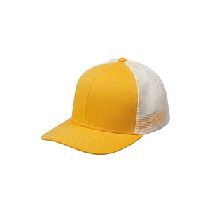 Unisex Trucker Cap Mesh Fabric 6-Panel Adjustable Size Gray Orange Color Blocking Casual Spring <b>Summer</b> <b>Hat</b> - Product Image 3