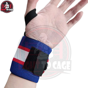 Fully Adjustable Custom Striped Fitness Training Gear Premium Quality New Trendy Wholesale Rate Blue Elastic Gym Wrist <b>Wraps</b> - Product Image 3
