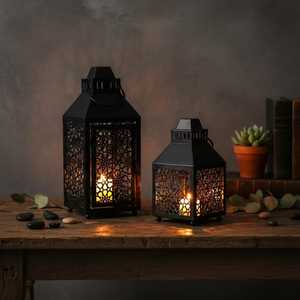 New Middle East Arabian Style Handmade Ironwork Metal Lantern Christmas Easter Decorative Home <b>Candle</b> <b>Holder</b> Portable Hollow - Product Image 2