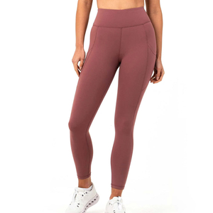 Leggings de sport pour femme, taille haute, tricotés, couleur unie, à compression et effet ventre plat, longueur intégrale, pour fitness et yoga - Product Image 4