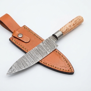 Cuchillo de Cocina de Acero de Damasco Forjado a Mano al por Mayor con Mango de Madera Burl, Cuchillo de Tallado Personalizado OEM a Granel, Fabricante - Product Image 1