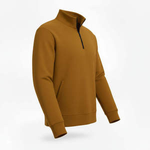 Sweat-shirts personnalisés pour hommes à col roulé et demi-zip, en tissu 100% coton, grande taille, épaules tombantes, sweat-shirt vierge à quart de zip pour hommes - Product Image 3