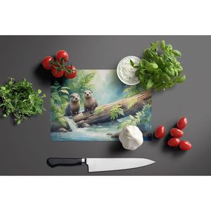 Tabla de cortar de vidrio templado decorativa de gran tamaño, nutrias de río, tabla de servir de cocina para cortar - Product Image 3