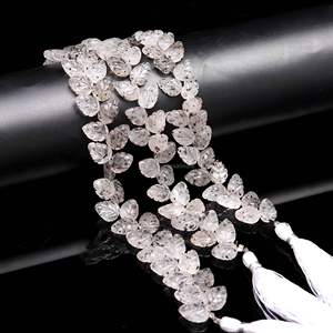 Perles de pierres précieuses en quartz à pois en forme de feuille, sculptées à la main, pour la fabrication de bijoux, 10-11MM, perles de quartz à pois naturelles, vente en gros - Product Image 2