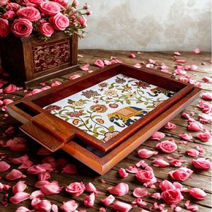 Bandeja DE SERVICIO DE cena impresa de madera Pulida a mano Tamaño personalizado Bandeja de madera impresa Bandeja DE SERVICIO DE cena de comida Pulida a mano - Product Image 2