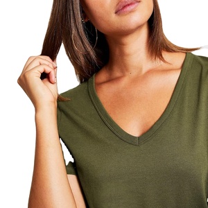 เสื้อยืดผู้หญิงแฟชั่นฤดูร้อน คอวี แขนสั้น ทรงหลวม ผ้าฝ้าย 100% - Product Image 2
