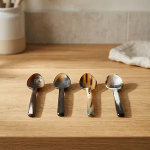 Cuillère de service en corne, faite à la main, polie miroir, ustensile de service en corne naturelle, cuillère décorative pour la cuisine, la table à manger, la maison, le restaurant - Product Image 3