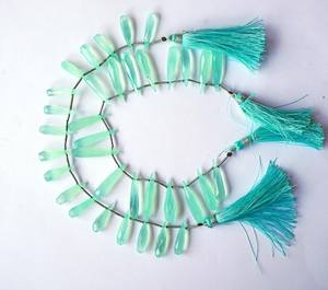 ลูกปัดหินแคลเซโดนีสีน้ำธรรมชาติทรงเหลี่ยมแบบไบรอเล็ต สำหรับทำเครื่องประดับ ขายส่ง - Product Image 2