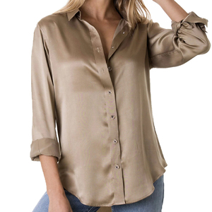 Blusa de Seda para Mujer, Estilo Vintage, Manga Larga, Estampado Floral, Elegante, para Oficina, Trabajo, Estilo Satinado - Product Image 3