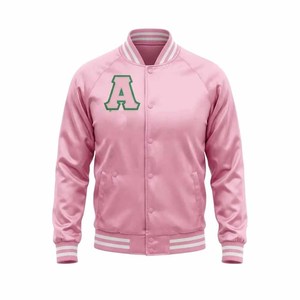 Alfa |   Kapa |   Chaqueta Bomber de Satén con Cremallera y Lentejuelas Bordadas Transpirables Personalizadas de la Hermandad Alpha (AKA) - Product Image 3
