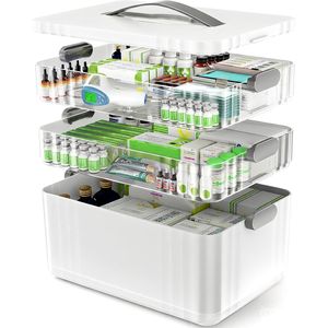 Organizzatore Portatile per Medicinali a 3 Livelli con Manico in Plastica, Contenitore Vuoto Multiuso per Pillole e Pronto Soccorso - Product Image 1