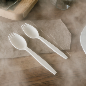 Fourchette robuste et durable pour plateaux repas, aliments sains et services de restauration, fourchette en papier de 155 mm, combo pour les commerces alimentaires et les pâtisseries - Product Image 1