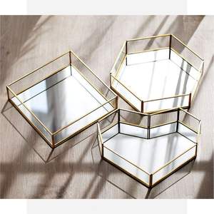 Bandeja Decorativa Redonda de Metal Dorado de Lujo, Bandeja de Vidrio para Cosméticos, Joyería, Perfumes, Organizador de Maquillaje para el Hogar - Product Image 6