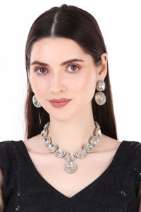 ชุดเครื่องประดับอัลลอยด์ชุบเงินวินเทจสำหรับผู้หญิง ชุดสำหรับงานหมั้น งานครบรอบ งานแต่งงาน งานเลี้ยงเจ้าสาว สร้อยคอ ต่างหู - Product Image 2