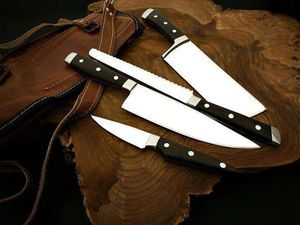 Couteau de chasse Bowie de haute qualité en acier inoxydable Stigma, manche en bois, étui en cuir, lame à pointe fixe, couteau d'extérieur - Product Image 4