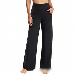Pantalones de yoga suaves OEM&ODM para entrenamiento, de cintura alta, al por mayor, de pierna ancha acampanada, pantalones de yoga rectos de color liso para mujer, ropa deportiva. - Product Image 2
