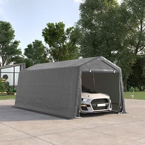 20x10ft ที่จอดรถแบบพกพาสำหรับงานหนักพร้อมฝาปิดกันยูวีและประตูซิปคู่ที่มีหลังคาและที่จอดรถ - Product Image 2