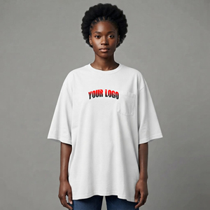 T-shirt femme 100% coton, luxe, 2 tons, blanc/noir, personnalisable, coupe ample, confortable, style hip hop. - Product Image 1