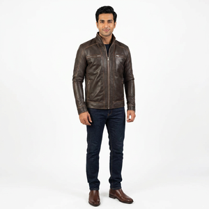 Big & Tall Men's Genuine Leather Motorcycle Jackets-<b>Rugged</b> Vintage Style Breathable Design Superior Protection Pockets - Product Image 1