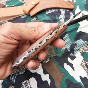 Handmade Damascus Steel Camping Knife Rosewood Handle <b>Leather</b> Sheath Straight Edge DIY Fixed Blade OEM/ODM Customizable - Product Image 3