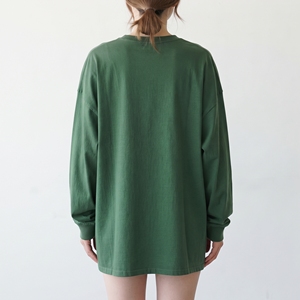 Women's Printed Cotton T-Shirt Custom Loose Fit Overize Tee Casual Printing Heavyweight 230GSM Long Sleeve Drop Shoulder <b>Tshirt</b> - Product Image 3