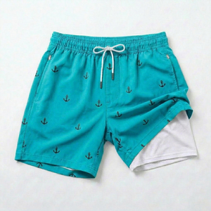 Pantalones Cortos Deportivos Casuales 2 en 1 para Hombre, de Secado Rápido, 100% Algodón, Anti-UV, con Estampado de Ancla Negra, Traje de Baño Confiable de Alibaba - Product Image 1