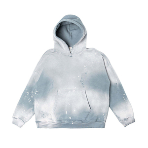 Sweat-shirt à capuche oversize pour homme, tie-dye dégradé bleu, en coton French Terry, décontracté, avec poches, coupe classique, pour l'automne - Product Image 1