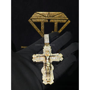 925 Sterling Silver Iced Out <b>Cross</b> <b>Pendant</b> VVS Moissanite Diamond Jesus <b>Men</b> Luxury Hip Hop Necklace Jewelry By Trisha Jewels - Product Image 1