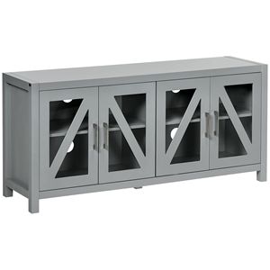 "Adjustable Iron Entertainment Center TV <b>Stand</b> with 4 Glass <b>Doors</b> & 4 Cable Holes for TVs up to 58" - Product Image 1