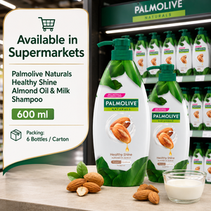 Champú Palmolive Naturals Healthy Shine con Aceite de Almendras y Leche 600ml |   2 en 1 para un cabello saludable y brillante - Product Image 5