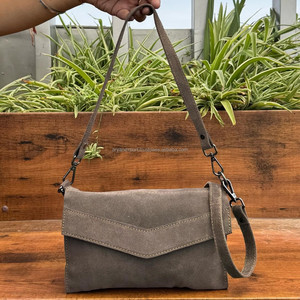 Bolso bandolera de cuero de ante genuino estilo sobre de moda para mujer bolsos de mensajero de hombro ocultos para axilas - Product Image 4