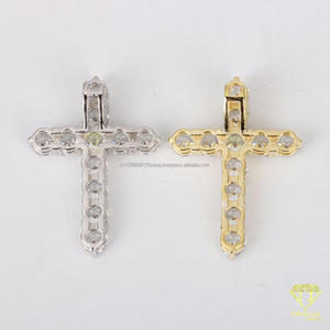 Elegant Christian Cross Necklace Pendant With Diamond Pave Gold Finish - Product Image 6