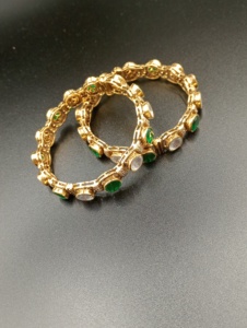 Bracelet Polki en pierre double verte avec argent plaqué or pour cadeau de mariage, bijoux tendance pour femmes par AMAIRA JEWELS - Product Image 5