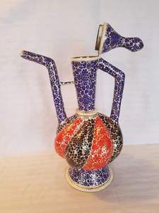 Botella Surahi de Papel Maché y Latón de Cachemira, Hecha a Mano, Decorativa, Artesanía Tradicional Cachemirí - Product Image 4