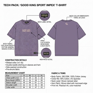 เสื้อยืดสีม่วงวินเทจแบบวอช พร้อมลายปักด้านหน้าและด้านหลัง Good King Sport Impex ทรงโอเวอร์ไซส์ สไตล์ลำลอง สตรีทแวร์ ใส่ได้ทั้งชายและหญิง - Product Image 6