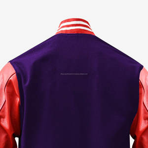 Artículo más exigente 2025 Cuerpo de lana de alta calidad Mangas de cuero Parche bordado Letterman Varsity Jacket con 2 bolsillos laterales - Product Image 4