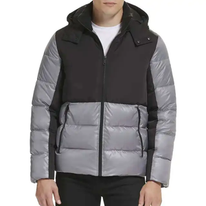 <b>Top</b> Quality Hooded Puffer Jacket OEM Logo Oversized Men's <b>Bubble</b> Solid Color Custom Men Puffer Jacket - Product Image 1