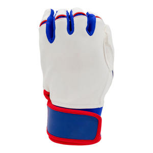Baseball Batting Gloves White Blue Red Leather Breathable <b>Grip</b> <b>Control</b> Adjustable Wrist Sports OEM Bulk Manufacturer - Product Image 5
