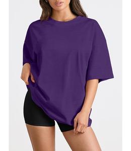 Nueva Colección de Camisetas de Mujer 100% Algodón, Manga Corta, Cuello Redondo, Hombros Caídos, Estilo Holgado, Casual, Transpirable, Bangladesh - Product Image 2